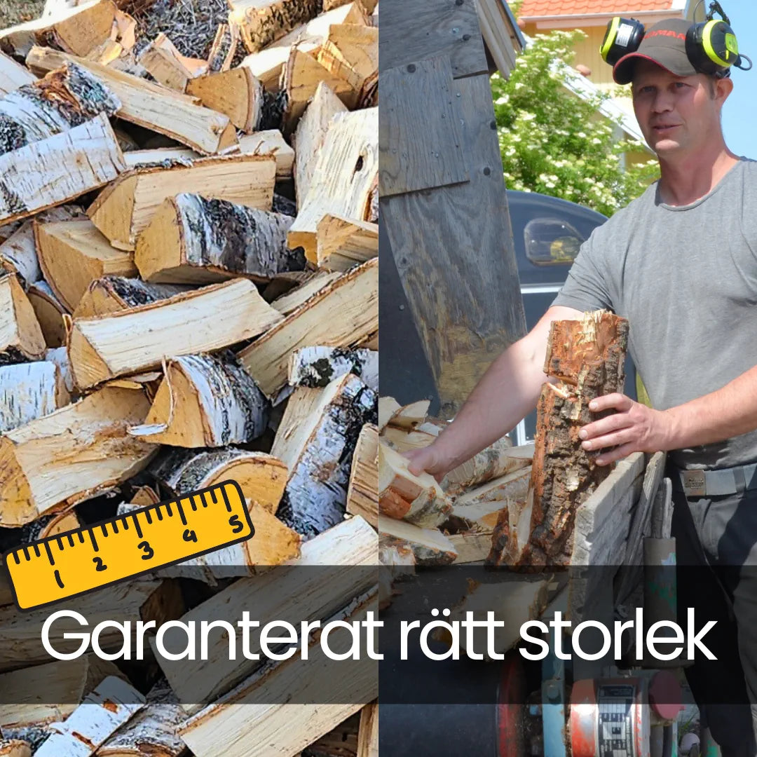 Vår ved är i garanterad rätt storlek